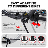 2-Bike Hitch Rack, Fat Tire Bike Carrier for Step-Through Bikes, Folding Design, Fits 2'' Receiver, 200 lbs Capacity