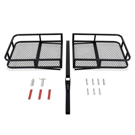 500lb Folding Cargo Carrier, 2 Inch Receiver Luggage Basket with Hitch Tightener