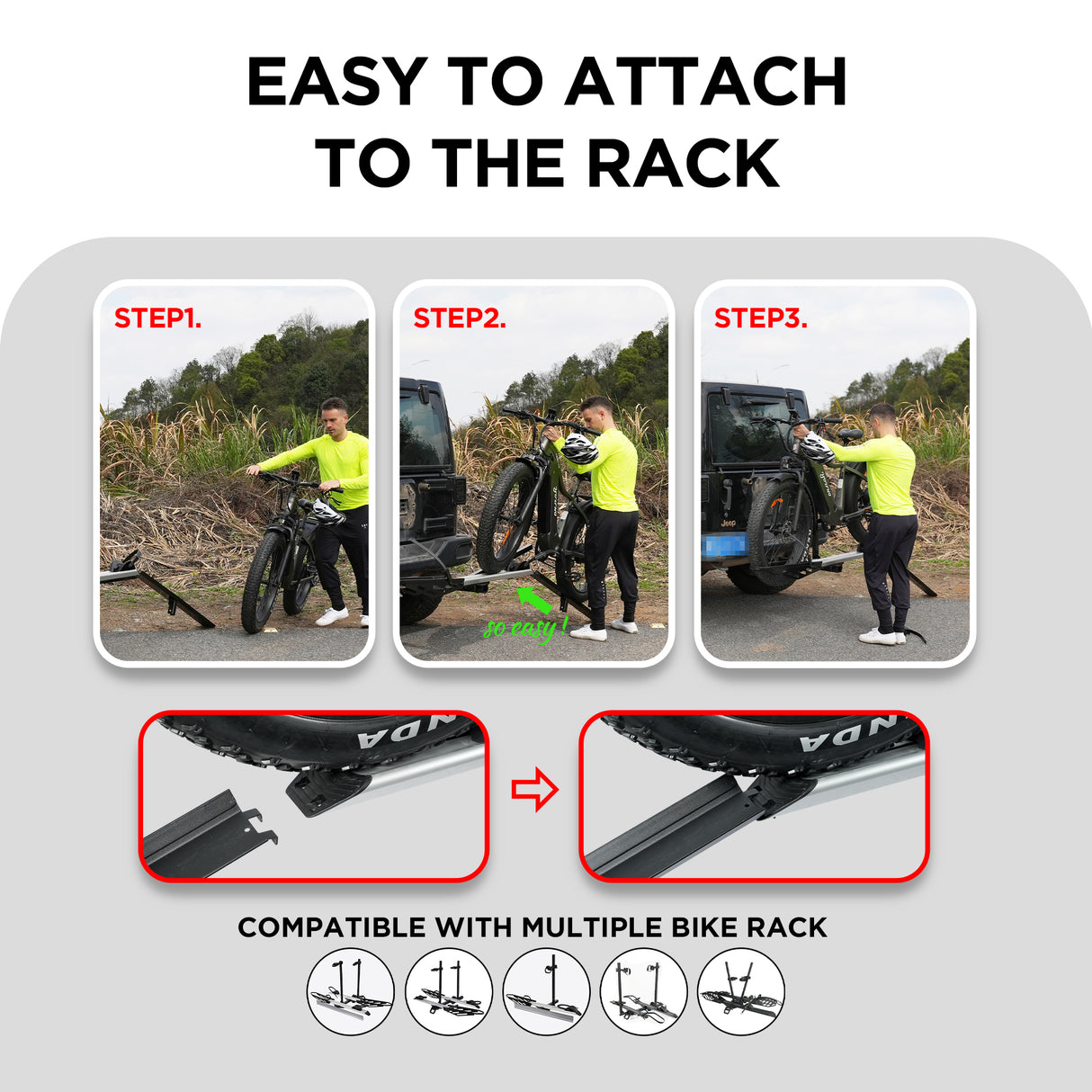 100 LB Capacity Foldable Loading Ramp For Bike Racks, High-Strength St ...