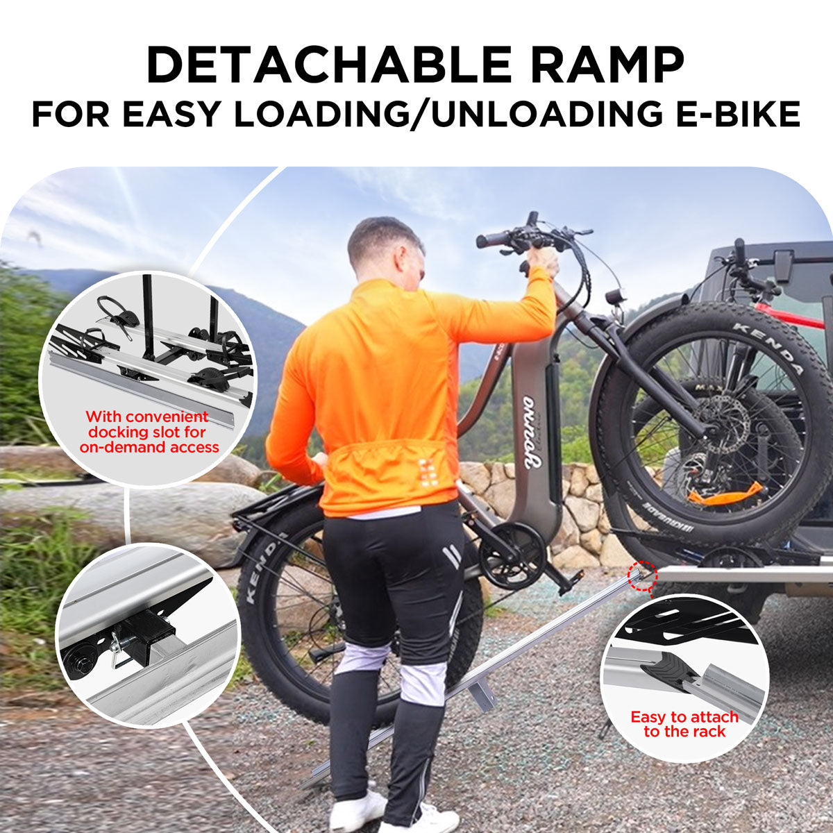 E Bike Rack Ramp 2-Bike Hitch E-bike Rack with Ramp, Fat Tire Electric Bike Carrier, 20 ...
