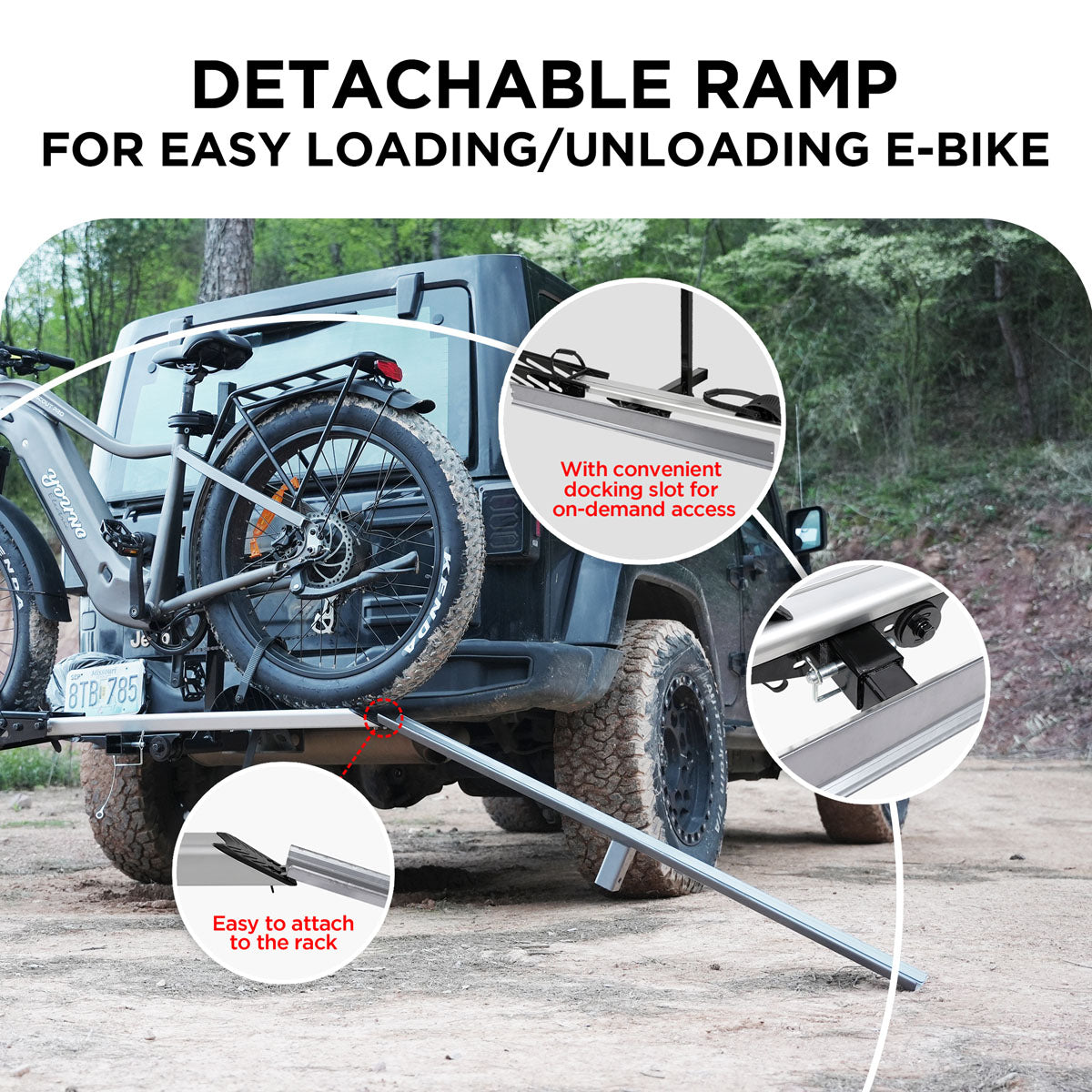 Universal Bike Rack Ramp 1-Bike Hitch E-bike Rack with Ramp, Lightweight Single Electric Bike ...