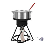 10.5 Qt. Outdoor Camping Fryer with Premium Aluminum Filter Basket and Thermometer for frying fish, wings, and seafood