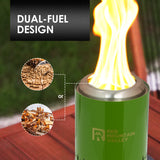 Smokeless Tabletop Fire Pit with Mat, Portable Mini Low Smoke Camping Stove, Stainless Steel, Green