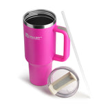 40oz Tumbler with Handle and Straw, Stainless Steel Leakproof Insulated Mug, Fuchsia