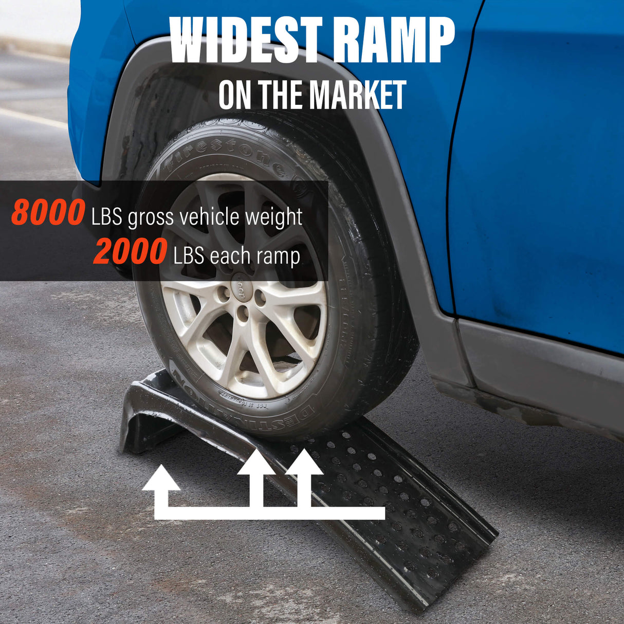 8000lbs Capacity Steel Auto Ramp Set, Heavy Duty Solid Metal Car Ramps