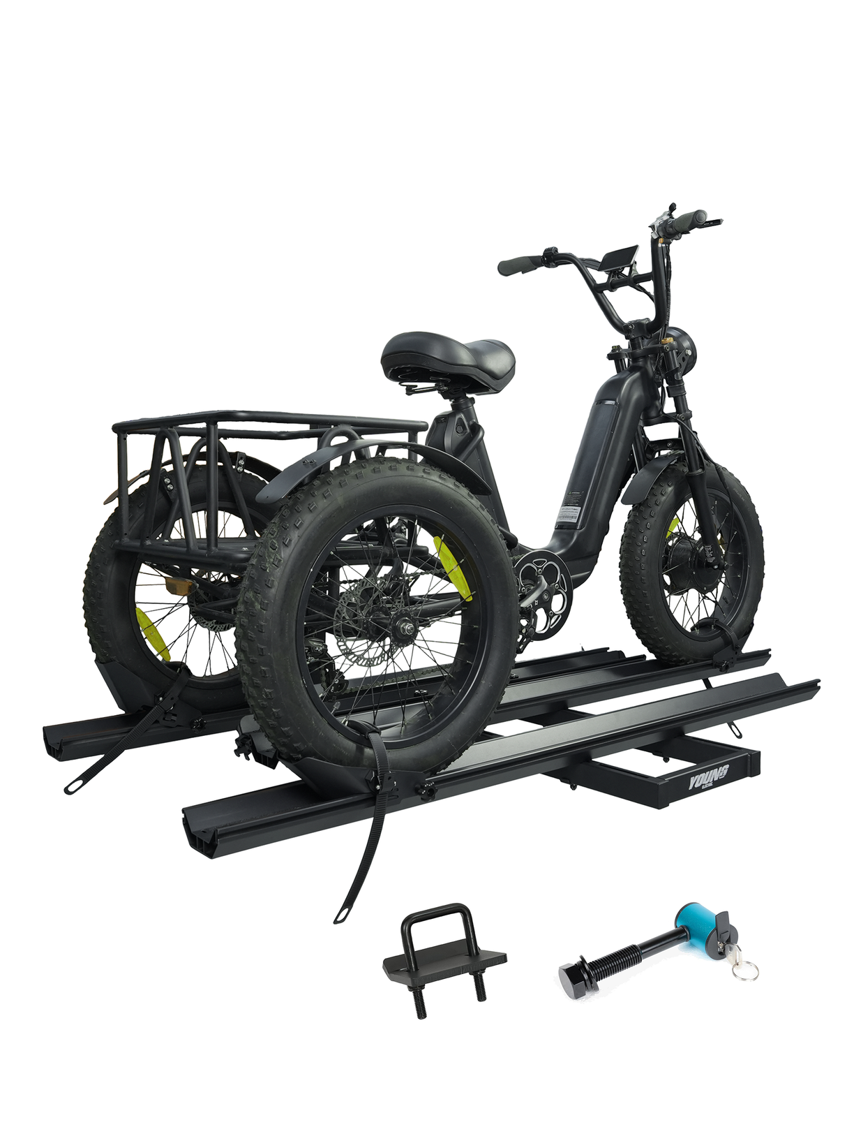 Etrike Hitch Rack — 200lbs Capacity, 2" Receiver, Adjustable Carrier for Adult Electric, Fat Tire & Folding Tricycles, Fits Cars, SUVs, Trucks & RVs