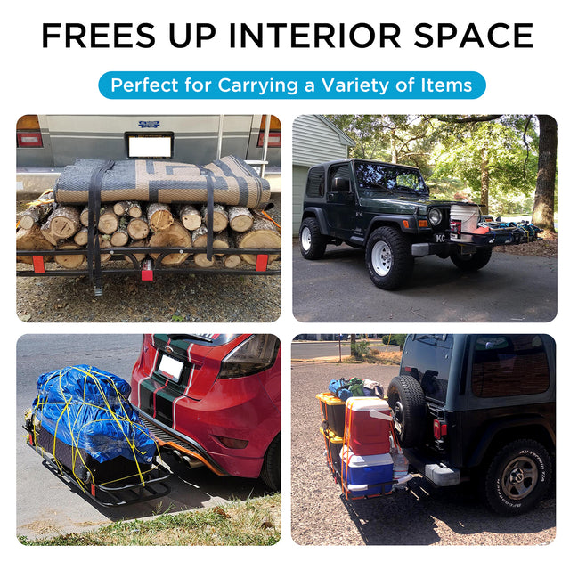 500 LBS Hitch Cargo Carrier, Heavy Duty Steel  Cargo Basket, Fits 2" Receivers,  53.5" x 19.5" x 4", Heat-Resistant, Durable, Easy Assembly