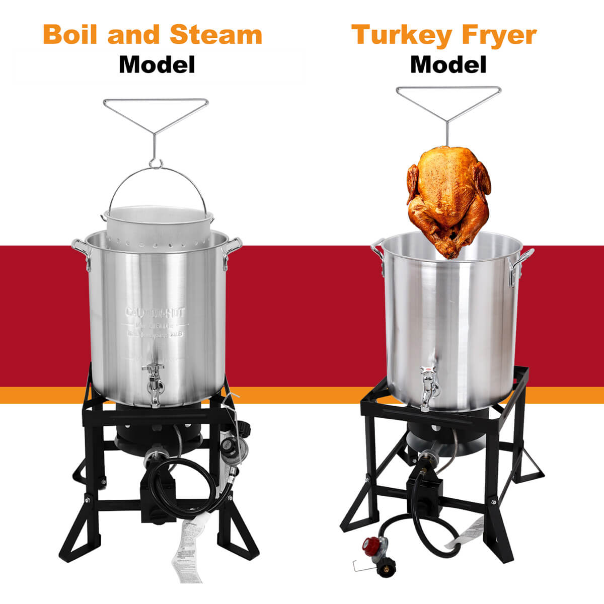 36 Qt. Turkey Deep Fryer Pot, Outdoor Turkey Boiler With Drain Spout & Propane Burner