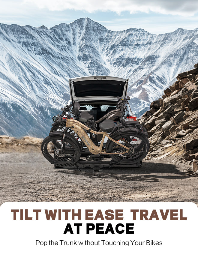 2-Bike Hitch E-Bike Rack, Easy Fold and Tilt, Heavy Duty