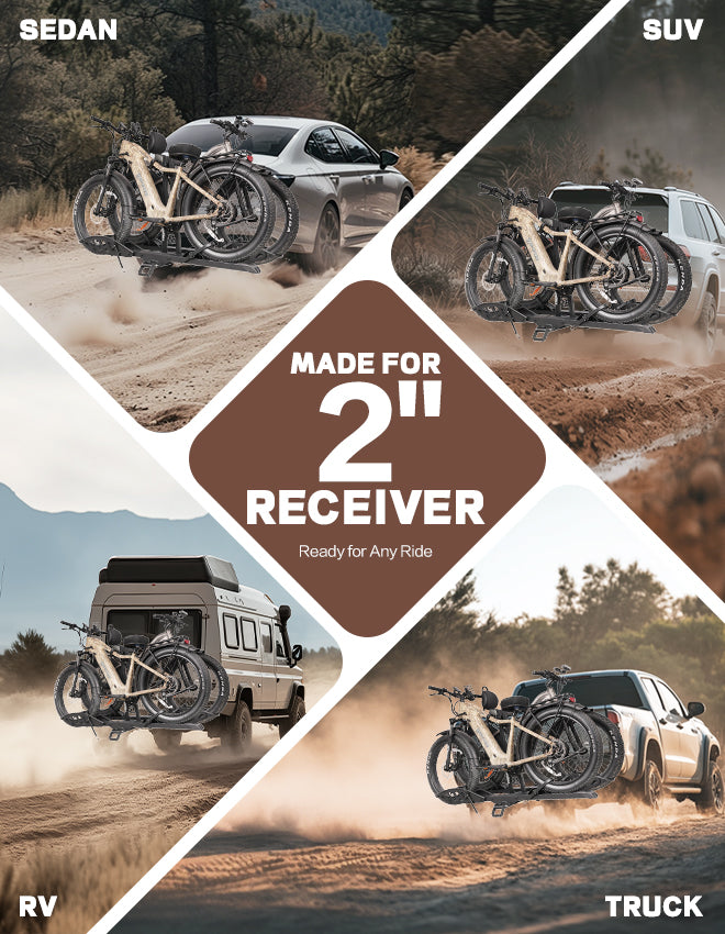 2-Bike Hitch E-Bike Rack, Easy Fold and Tilt, Heavy Duty