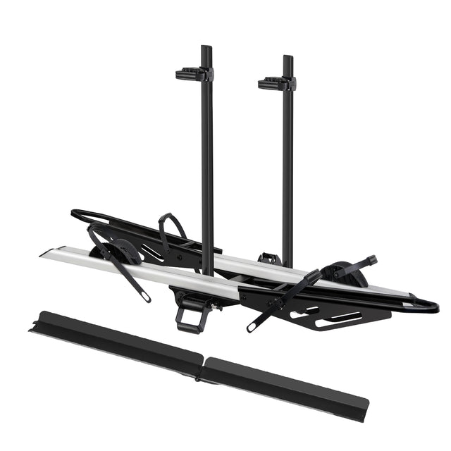 2-Bike Hitch E-Bike Rack, Easy Fold and Tilt, Silver Color with Ramp