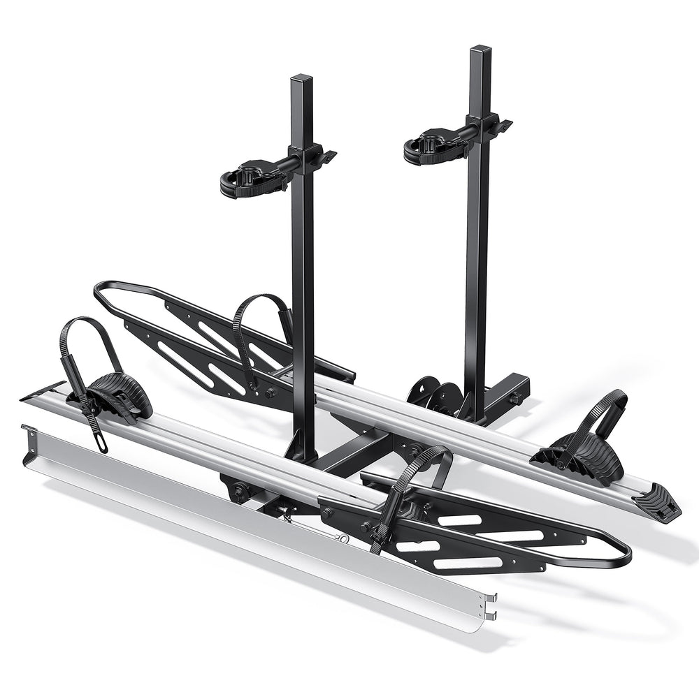 2-Bike Hitch E-bike Rack with Ramp, Fat Tire Electric Bike Carrier, 200 LBS Capacity, Fits 2'' Receiver