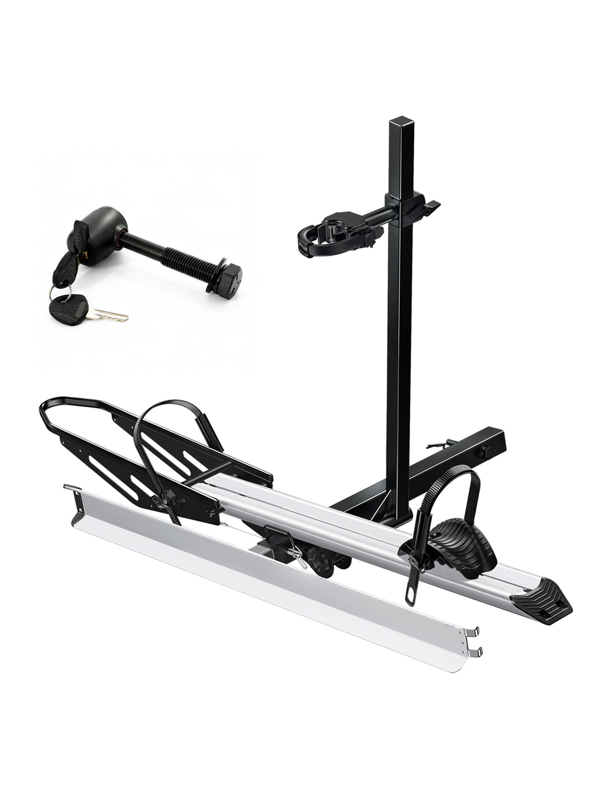 Single Hitch E-Bike Rack with Ramp and Lock