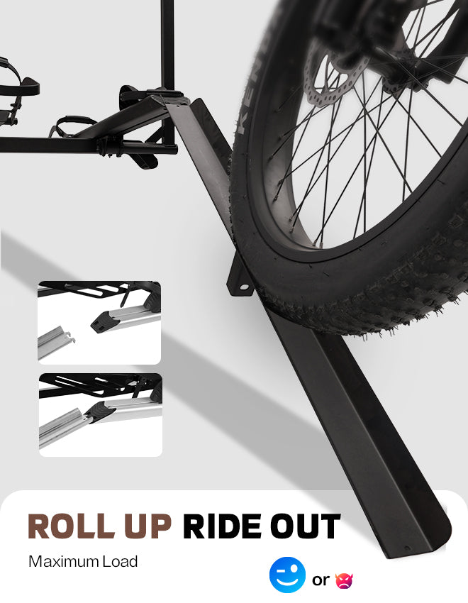 2-Bike Hitch E-Bike Rack with Ramp, Easy Fold and Tilt