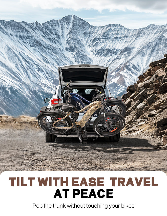 2-Bike Hitch E-Bike Rack with Ramp, Easy Fold and Tilt