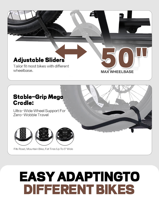 2-Bike Hitch E-Bike Rack with Ramp, Easy Fold and Tilt