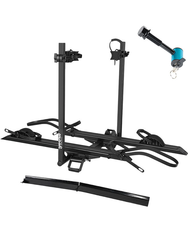 2-Bike Hitch E-Bike Rack with Ramp, Easy Fold and Tilt with Lock