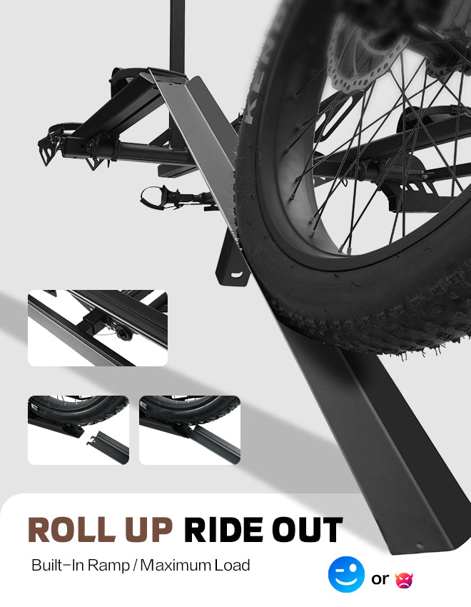 3-Bike Hitch E-Bike Rack with Ramp, Foldable