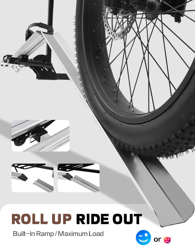 Single Hitch E-Bike Rack with Ramp, Foldable