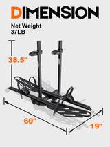 Add-On Bike Rack Extension for 4187 E-Bike Rack, 100 LBS Capacity for 2 Bikes, Fits 5" Fat Tire, Steel-Aluminum Build — NOT a Standalone Rack, Frame Extension Only