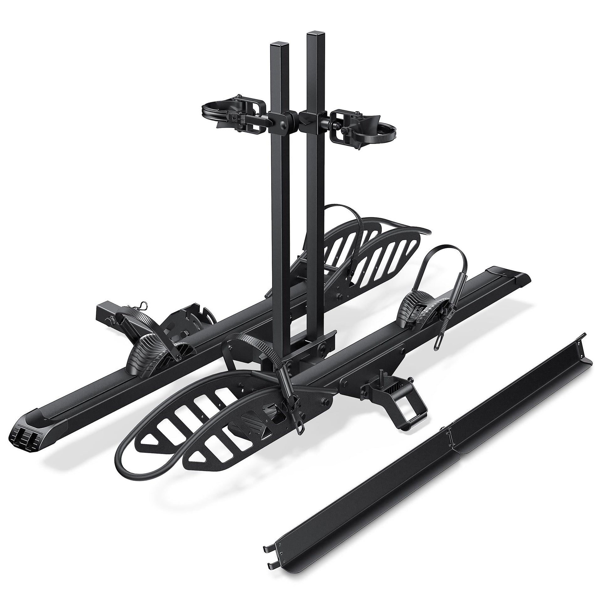 2 Bike Hitch E Bike Rack Easy Fold Tilt Heavy Duty Ramp