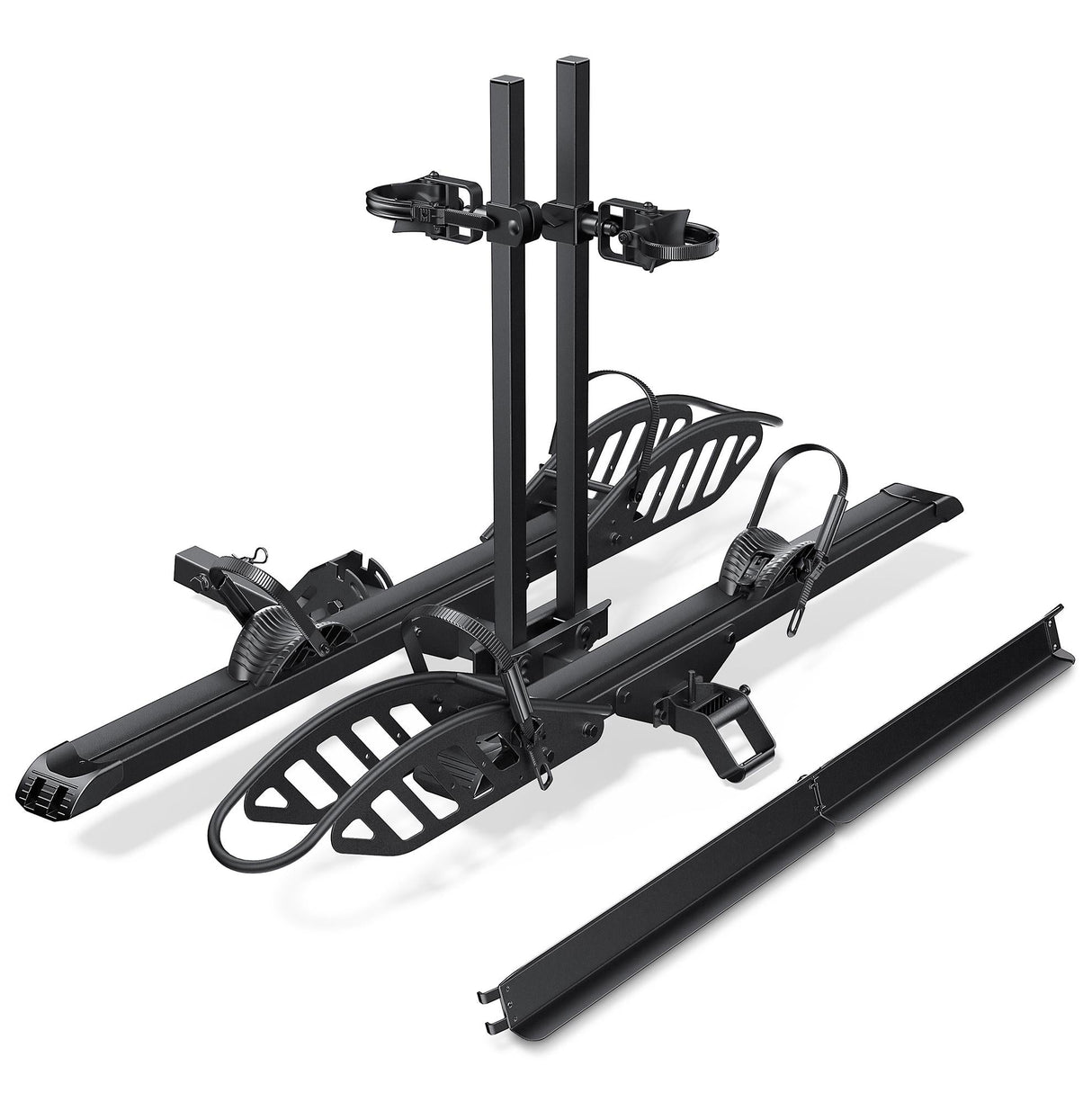 2-Bike Hitch E-Bike Rack, Easy Fold and Tilt, Heavy Duty with Ramp