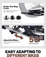 2-Bike Hitch E-Bike Rack with Ramp, Foldable, 200 LBS Capacity, Complete Rock Package with Lock, Cover