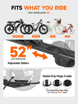 300 LB Off-Road Ultimate 2-Bike E-Bike Hitch Rack with Ramp, 150 LBS per Bike, Heavy Duty Dual Safety Lock, Fits 5" Fat Tire E-Bikes, Foldable for 2" Receiver