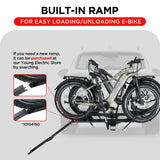 2-Bike Hitch Electric Bike Rack with Ramp, Folding Fat Tire E-Bike Carrier, 200 LBS Capacity, Fits 2'' Receiver