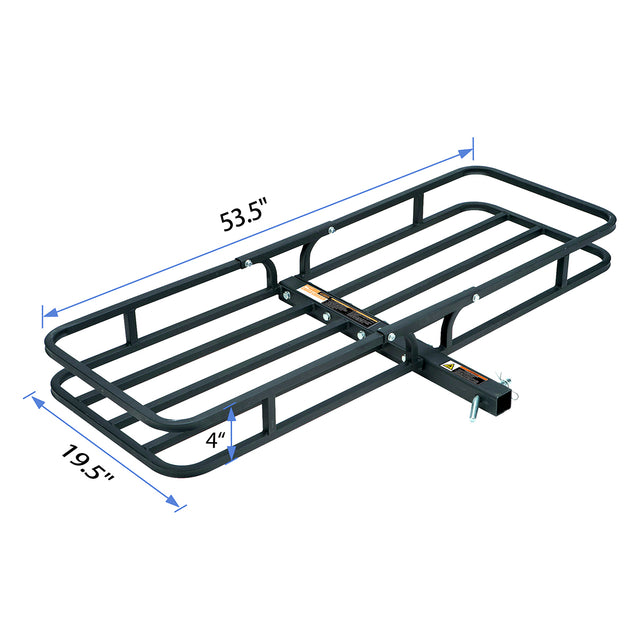 500 LBS Hitch Cargo Carrier, Heavy Duty Steel  Cargo Basket, Fits 2" Receivers,  53.5" x 19.5" x 4", Heat-Resistant, Durable, Easy Assembly