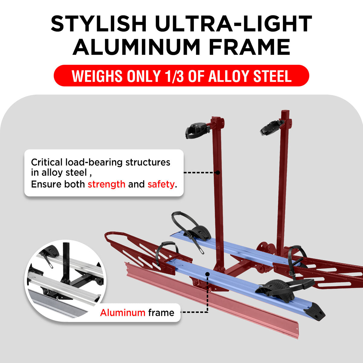 Black Widow Aluminum E-Bike Or Fat Tire Bike Carrier With Roll-On Roll-Off Ramp, 400 Lb. Capacity, 2" Steel Hitch Tube, 5.5" Track, Includes Anti-Rattle Device