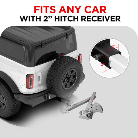 Hitch Mount Swing Away Arm For 2" Receivers, Silver