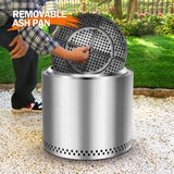 Premium 19" Stainless Steel Smokeless Fire Pit - Portable & Easy to Clean - Silver