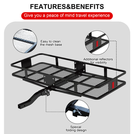 Heavy-Duty Foldable Cargo Carrier, Storage Solution - Supports Up to 500lbs, Durable, Multi-Functional, Compact, and Easy to Maintain