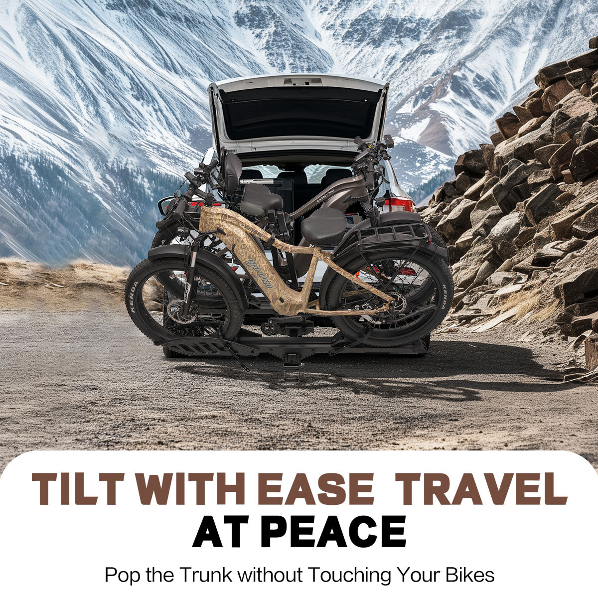 2-Bike Hitch E-Bike Rack, Easy Fold and Tilt, Heavy Duty