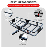 500 LB Foldable Hitch Cargo Carrier, Heavy Duty Luggage Basket, 60'' x 20'', Fits 2'' Receiver