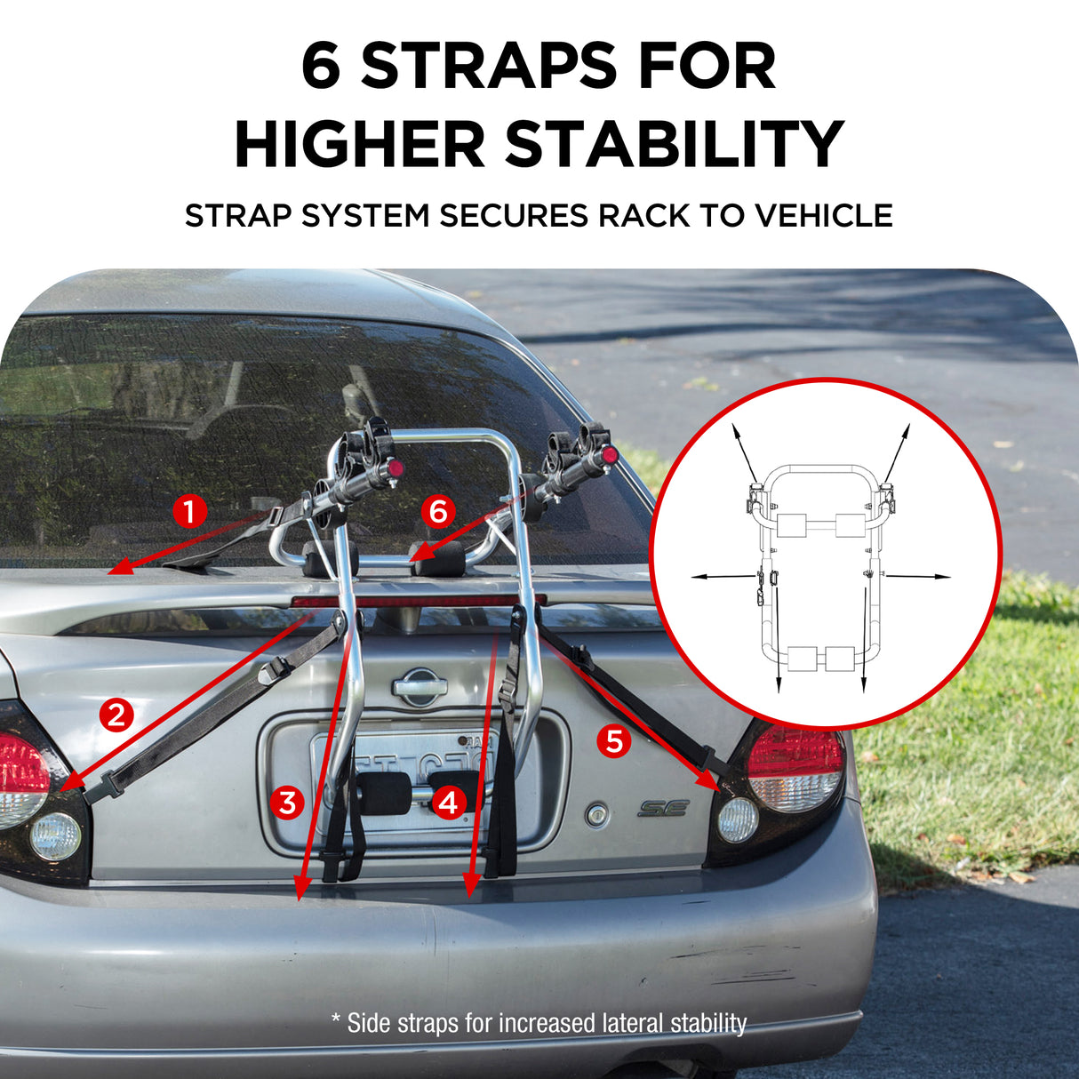 2-Bike Trunk Mount Rack, Lightweight Aluminum Bike Carrier, 70 LBS Capacity