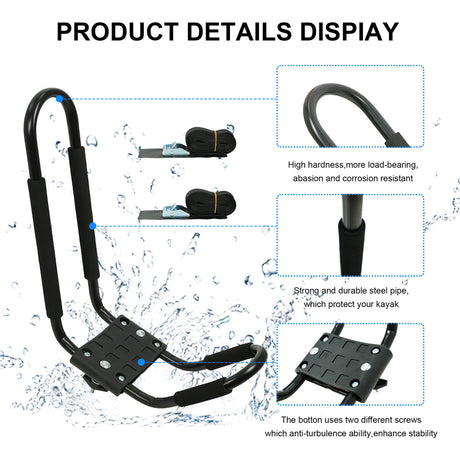 165 LB Steel Kayak and Canoe Roof Rack with Padding