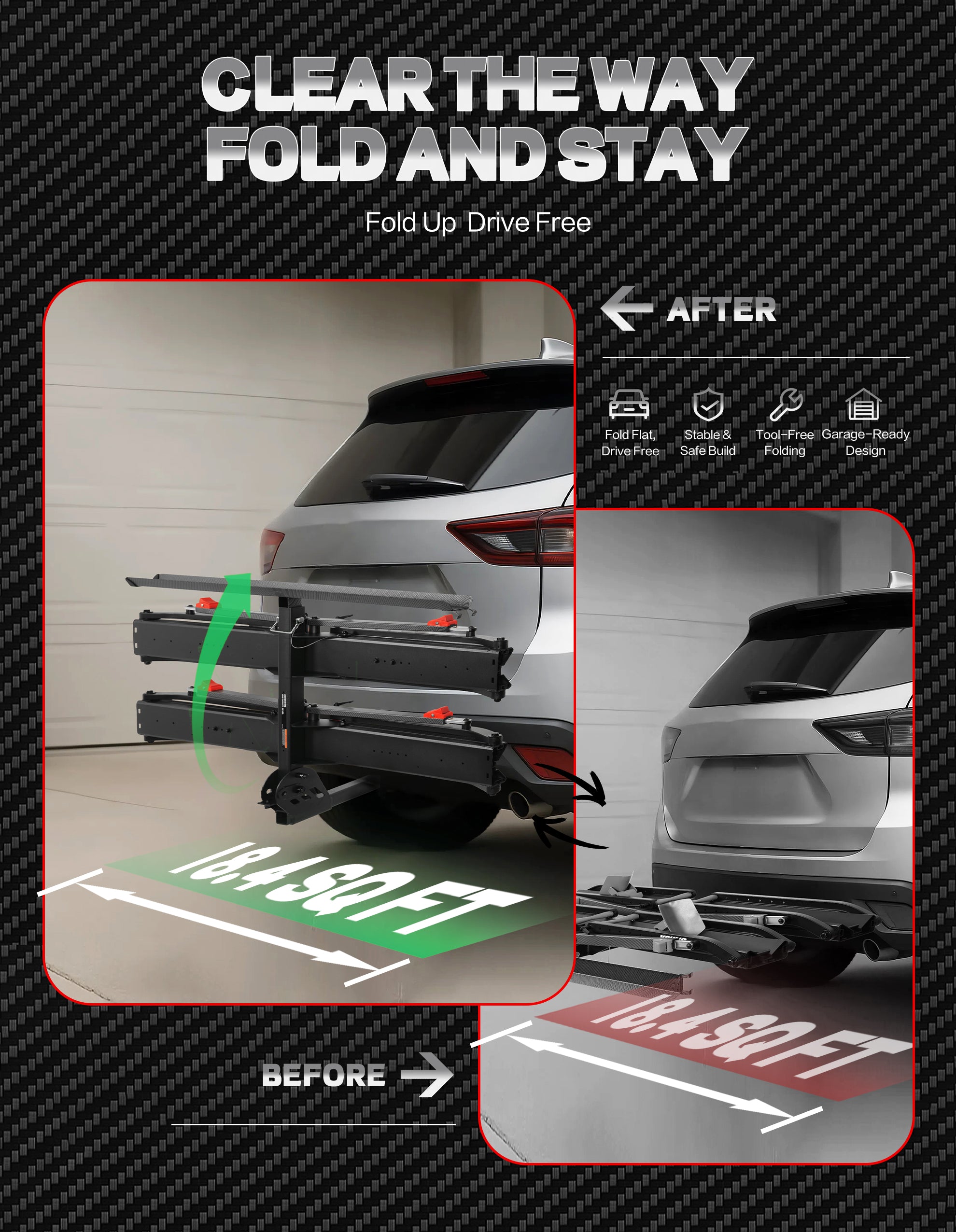 200lbs Capacity Tire-Clamp E-bike Rack with Ramp