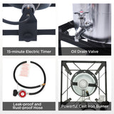 36 Qt. Turkey Deep Fryer Pot, Outdoor Turkey Boiler With Drain Spout & Propane Burner