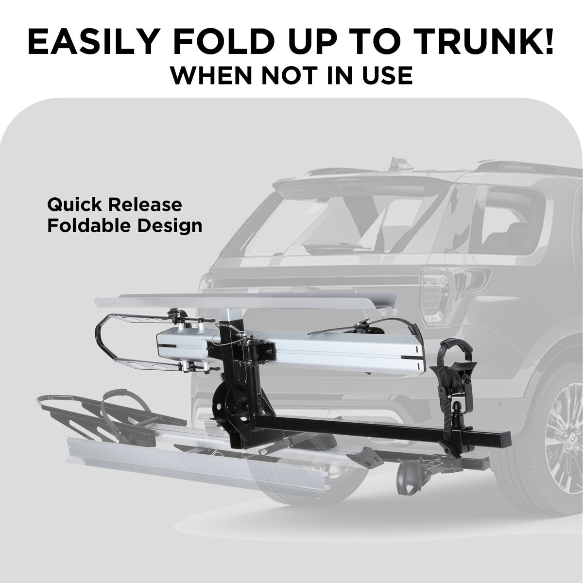 Universal Bike Rack Ramp 1-Bike Hitch E-bike Rack with Ramp, Folding Single Electric Bike Carri ...
