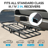 500 LBS Hitch Cargo Carrier, Heavy Duty Steel  Cargo Basket, Fits 2" Receivers,  53.5" x 19.5" x 4", Heat-Resistant, Durable, Easy Assembly