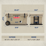 Portable Wheeled Cooler, Commercial Grade Thick Insulation, Freezer Style Lid Gasket to Optimize Ice Retention