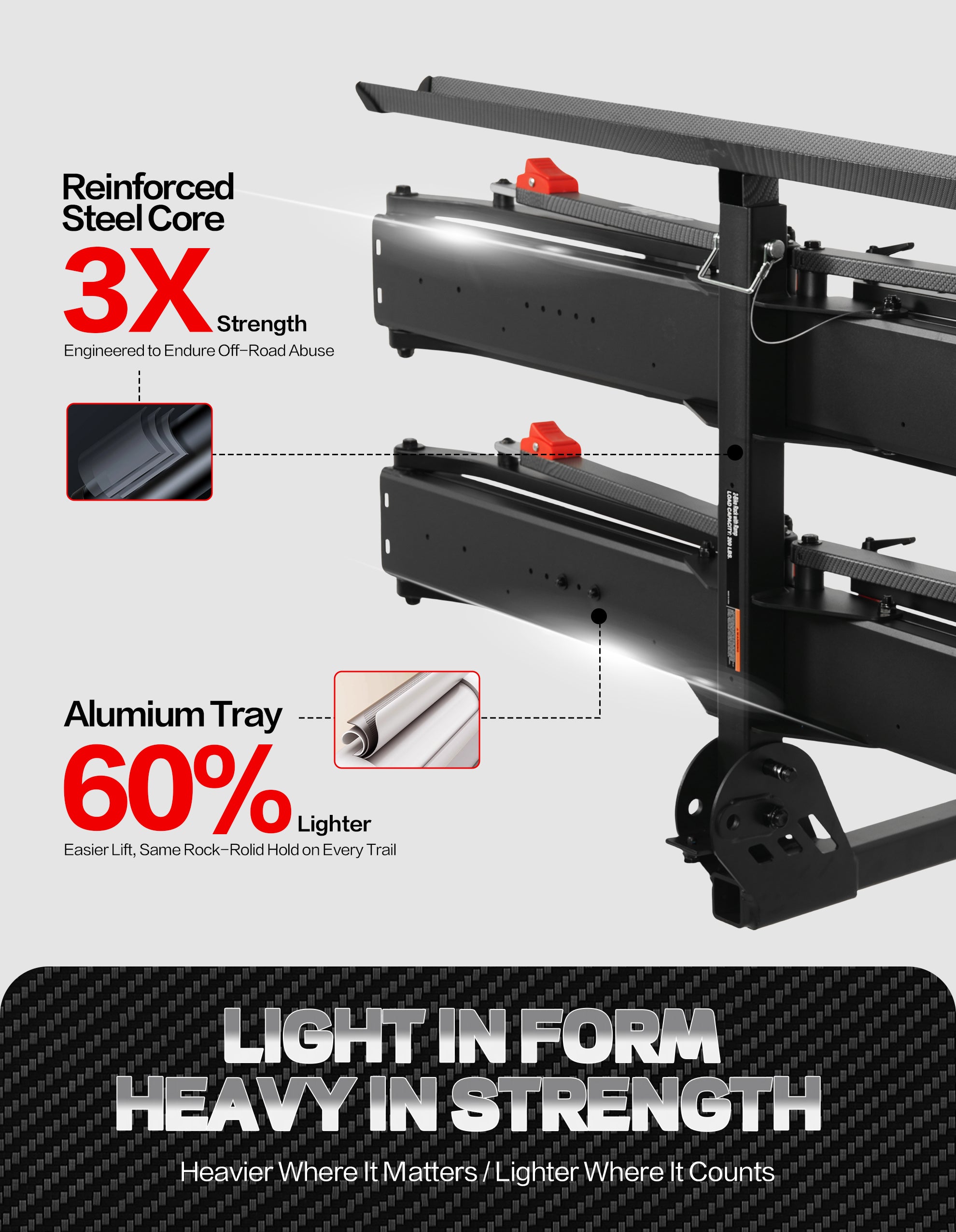200lbs Capacity Tire-Clamp E-bike Rack with Ramp