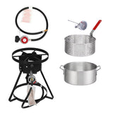 10.5 Qt. Outdoor Camping Fryer with Premium Aluminum Filter Basket and Thermometer for frying fish, wings, and seafood