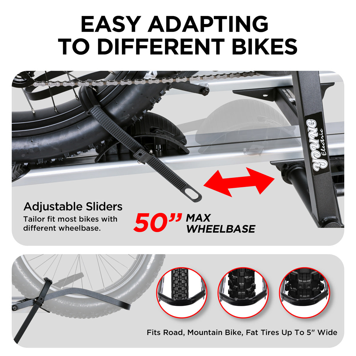 2-Bike Hitch Electric Bike Rack, Folding Fat Tire E-Bike Carrier, 200 LBS Capacity, Fits 2'' Receiver