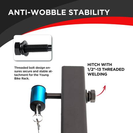 1/2"-13 Hitch Receiver Locking Pin for Bike Racks | Anti-Theft Security Lock