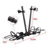 2-Bike Hitch Rack, Fat Tire Bike Carrier for Step-Through Bikes, Folding Design, Fits 2'' Receiver, 200 lbs Capacity