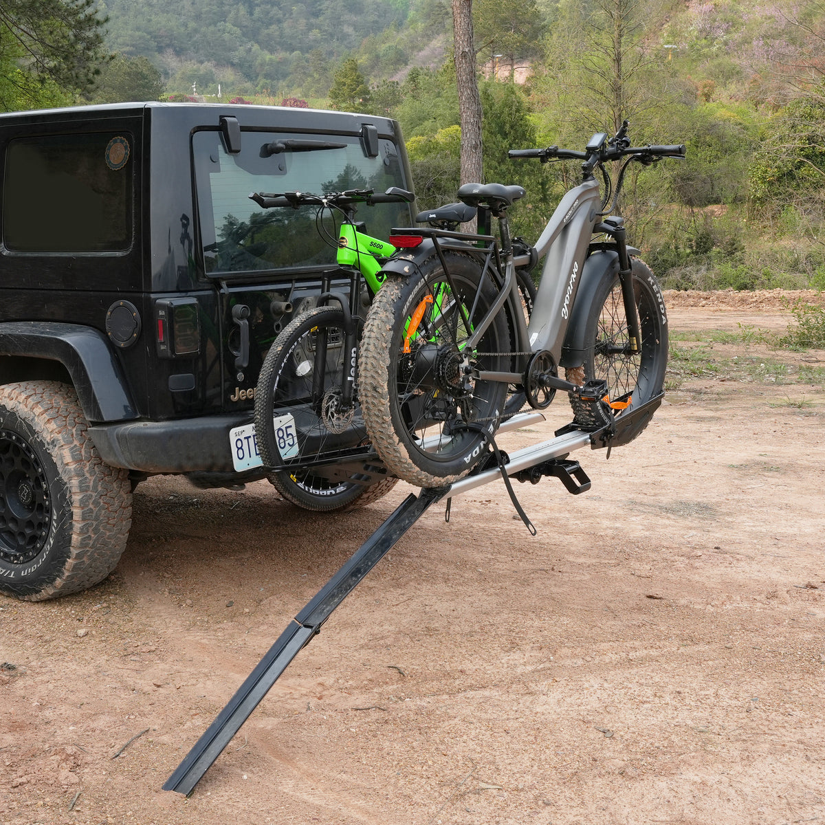 Auto Bike Rack Ramp 100 LB Capacity Foldable Loading Ramp For Bike Racks, High-Strength St ...
