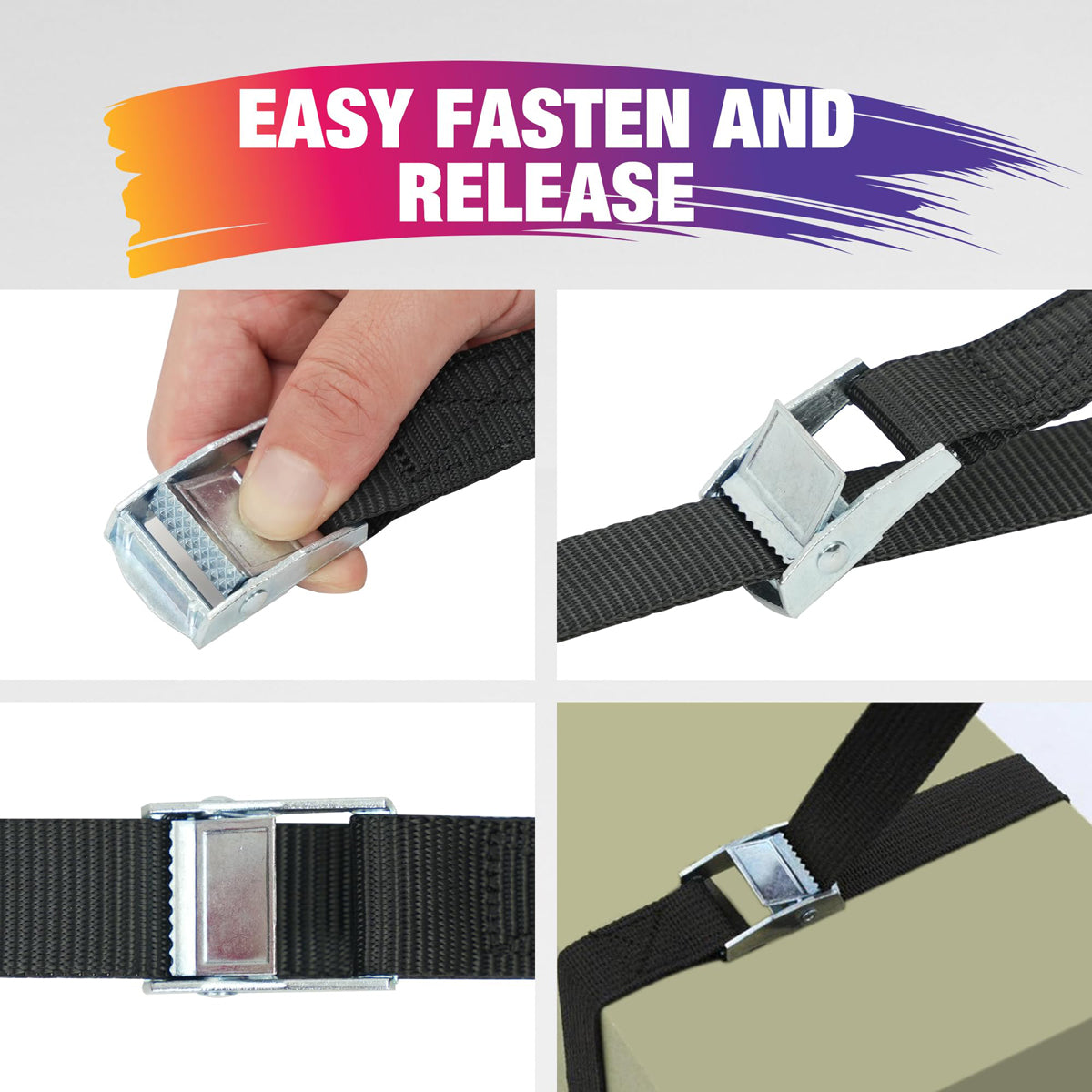 4PCS Tie Down Straps, Heavy Duty Lashing Straps with Adjustable Cam Buckle for Cargo Carrying